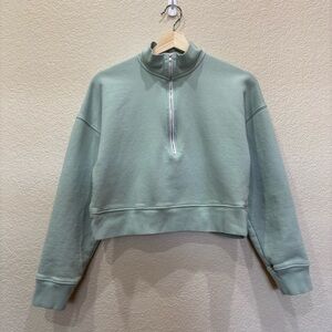 Reformation Jeans Marla Zip Sweatshirt in Celadon Size Small Seafoam Minimalist